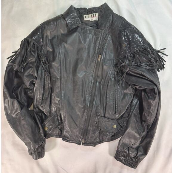 Vintage Leather Jacket G-III G3 Women's Large Black Coat Short Waist Length - Picture 1 of 8